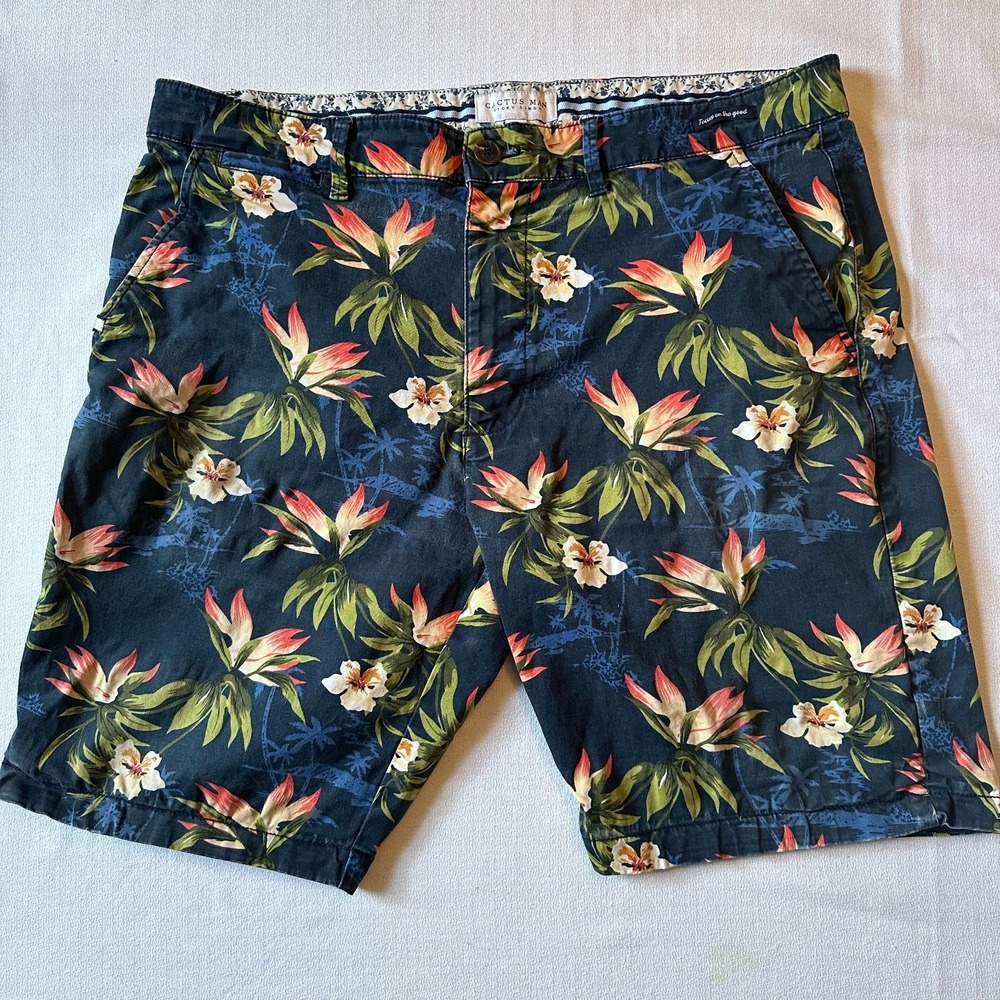 Cactus Man Chino Shorts Mens 36 Navy Ricky Singh Tropical Golf Preppy Pre Owned